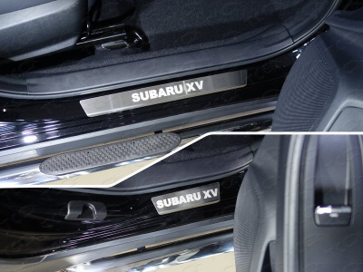 Subaru XV (12–) Накладки на пороги (лист шлифованный надпись Subaru XV) 4 шт.