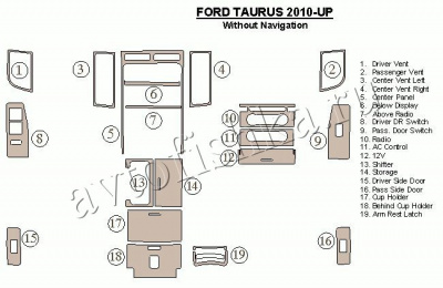 Декоративные накладки салона Ford Taurus 2010-н.в.